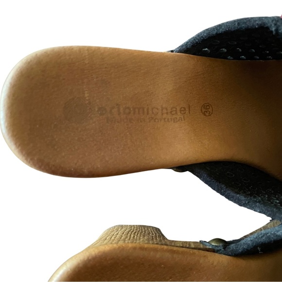 Eric Michael Black and Brown Mules with Mesh and Studded Design Size 36 - Picture 8 of 10